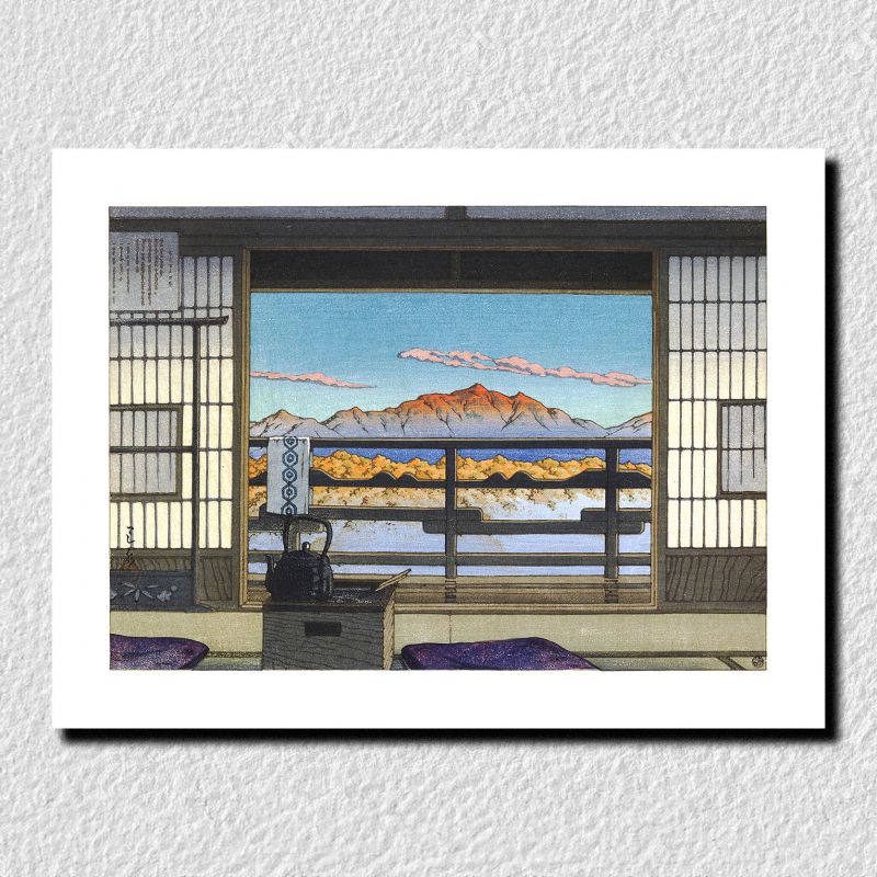 print reproduction of Kawase Hasui, Morning at Shiobara Arayu Spa, Yuyado no asa, Shiobara Arayu