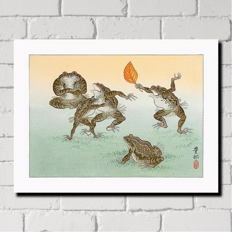 Japanese print, Frogs, OHARA KOSON