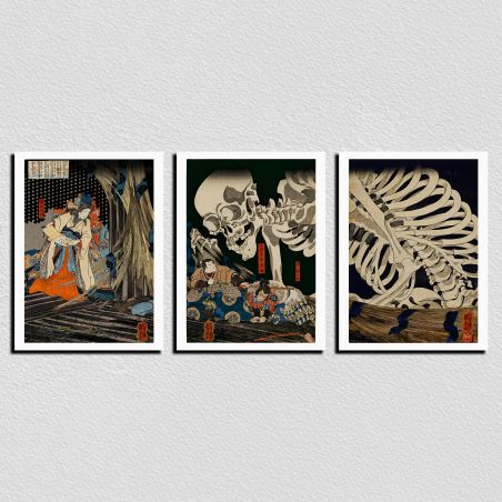 Triptychon japanischer Drucke, Utagawa Kuniyoshi,Soma no furudairi ni Masakado himegimi Takiyasha yojutsu o motte mikata o