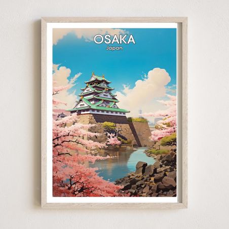 Japanese poster / illustration “OSAKA” Osaka Castle, by ダヴィッド