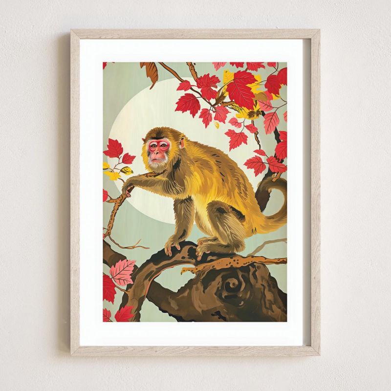 illustration japonaise "Macaca fuscata" Le macaque japonais, by ダヴィッド