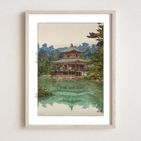 Reproduction d'estampe japonaise, Pavillon d'or, Kinkakuji, YOSHIDA HIROSHI