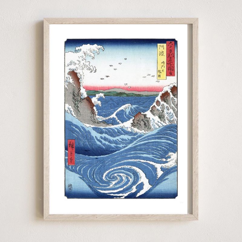 Reproduction d'estampe japonaise,Hiroshige Province d'Awa : Les tourbillons de Naruto 