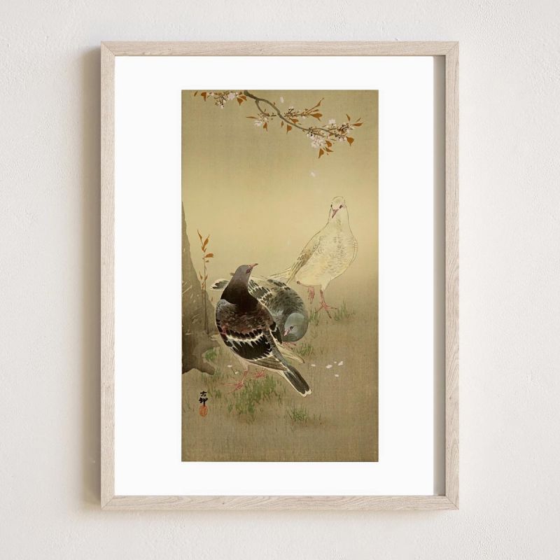 Estampado japonés, Tres palomas, OHARA KOSON