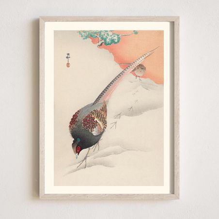 Reproduction d'estampe japonaise, Faisan versicolore, OHARA KOSON