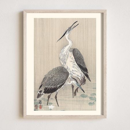 Japanese print, Gray herons, OHARA KOSON