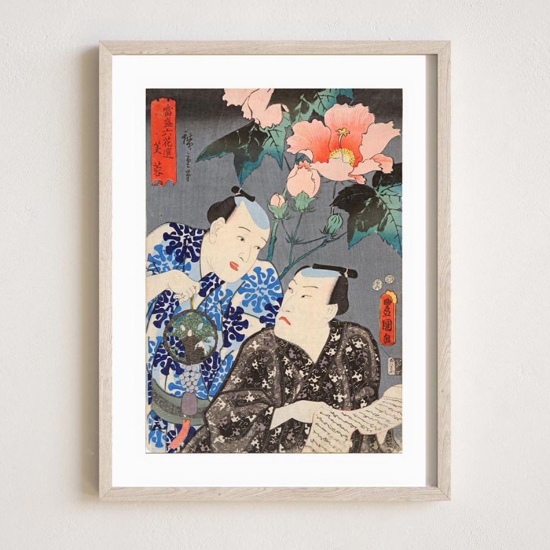 Japanischer Druck, Hibiskus, KUNISADA