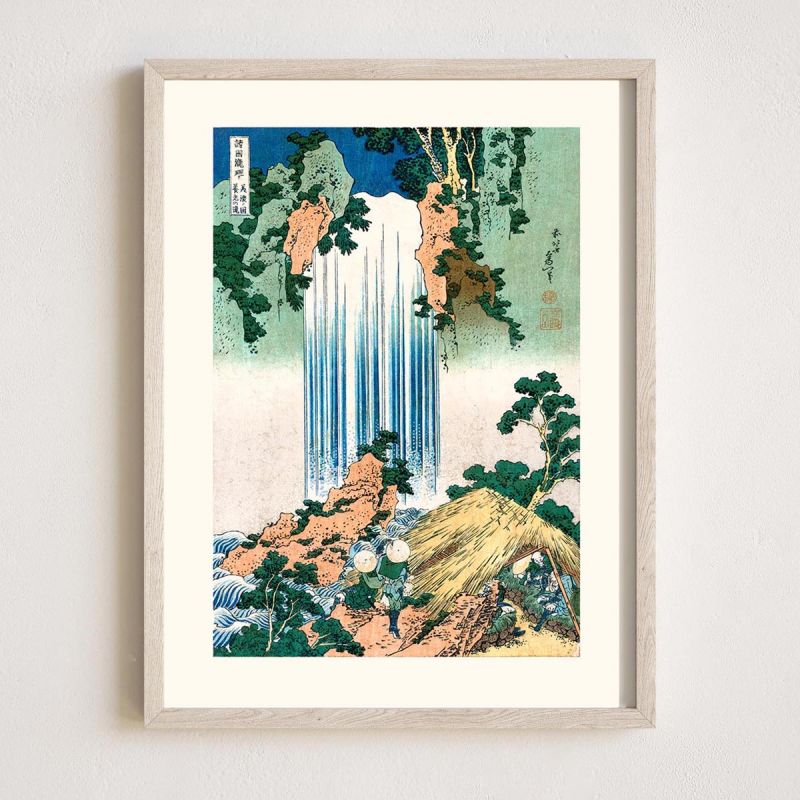 Japanese woodblock print, Hokusai Yoro Waterfall in Mino Province