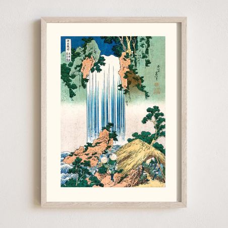 Japanese woodblock print, Hokusai Yoro Waterfall in Mino Province