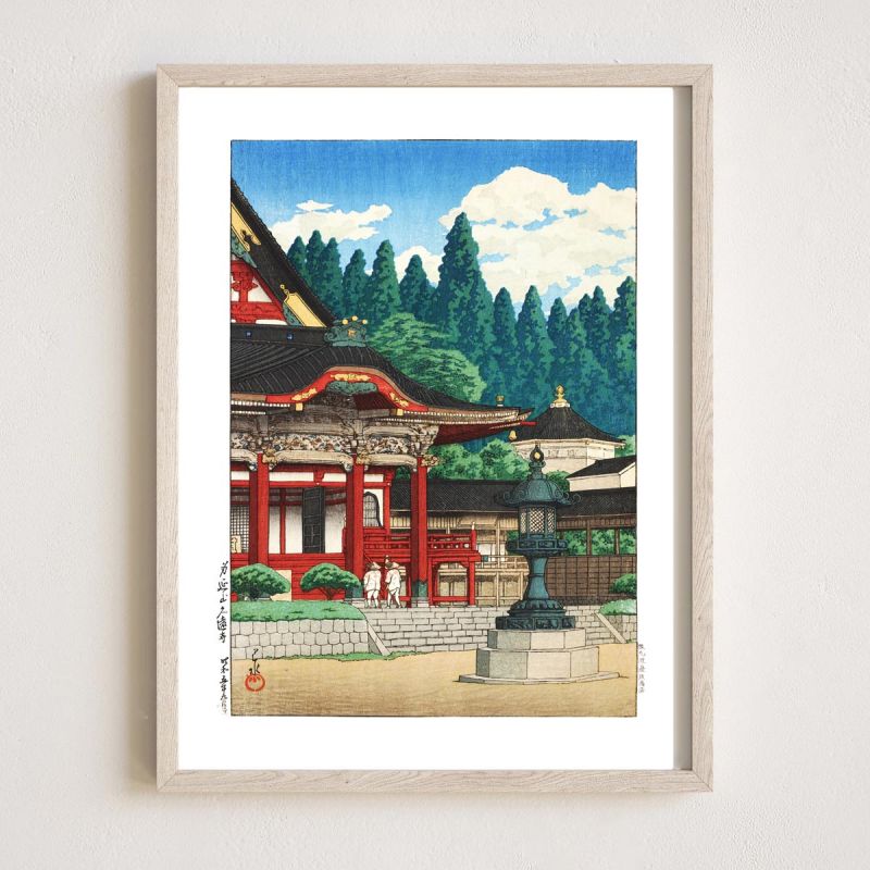 riproduzione a stampa di Kawase Hasui, Tempio Kuon sul Monte Minobu, Minobusan Kuonji