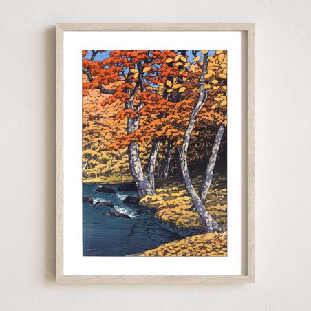 Druckreproduktion von Kawase Hasui, Herbst in Oirase, Oirase no aki