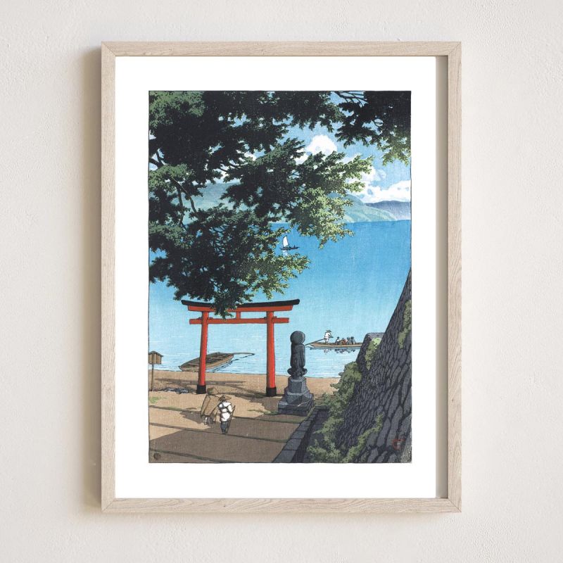 Reproduction d'estampe de Kawase Hasui, Temple Chuzenji à la plage d'Utagahama, Chuzen-ji Utagahama