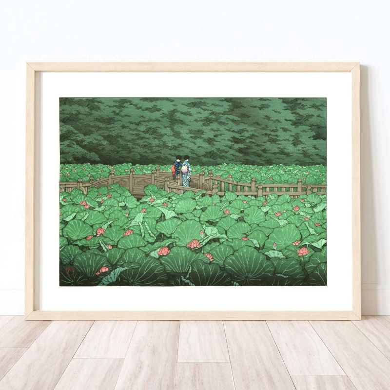 Kawase Hasui Print Riproduzione, Lo stagno al Santuario di Shiba Benten, Shiba Benten ike