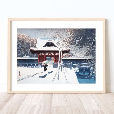 Kawase Hasui Print Reproduktion, Schnee im Shiba Park, Shiba koen no yuki