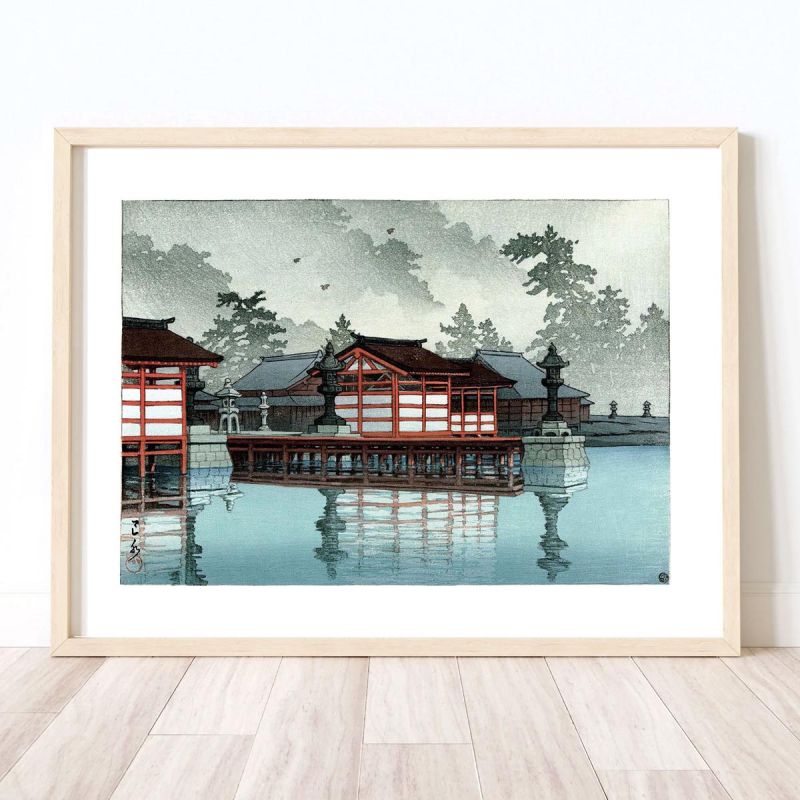 Riproduzione di stampe Kawase Hasui, Miyajima nella nebbia, Kirino Miyajima