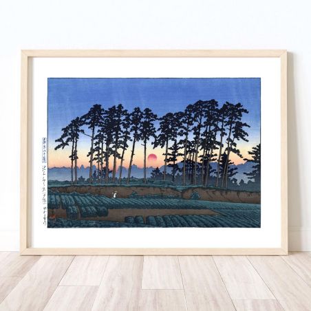 print reproduction of Kawase Hasui, Sunset at Ichinokura, Ikegami, Ikegami Ichinokura, sekiyo