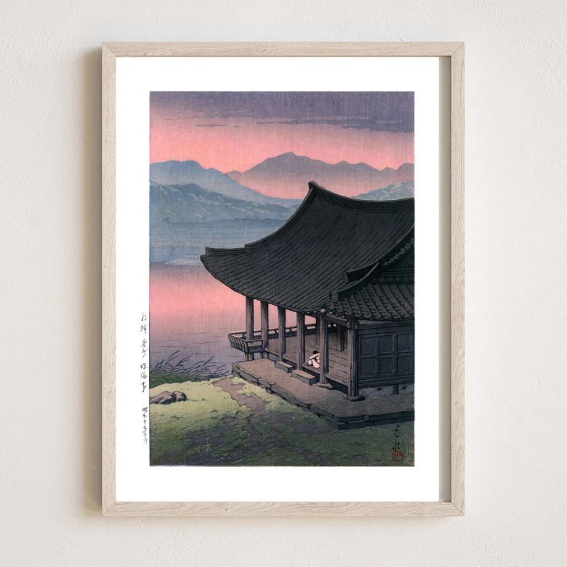 print reproduction of Kawase Hasui, Imhae Pavilion, Kyongju, Korea, Zoku Chosen fukei, Chosen Keishu Rinkaitei