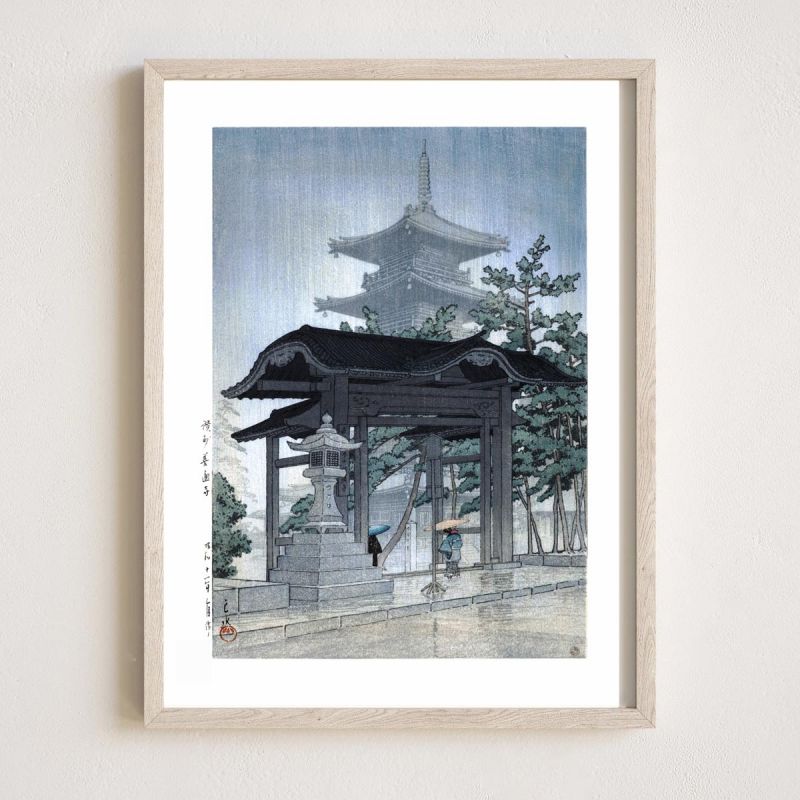 reproduccion impresa de Kawase Hasui, Templo Zentsu, provincia de Sanuki