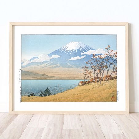 Reproduction d'estampe de Kawase Hasui, Le Lac Yamanaka, Yamanakako Fudo Saka