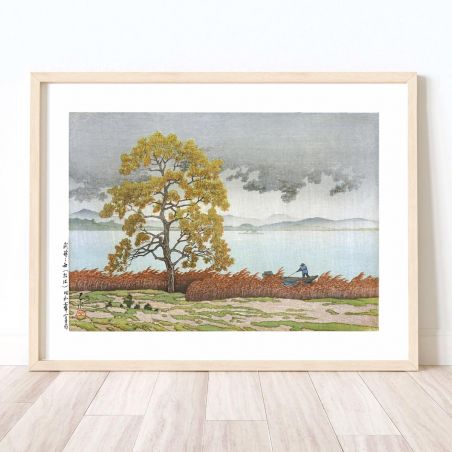 print reproduction of Kawase Hasui, Shower by the lake in Matsue, Kohan no ame Matsue