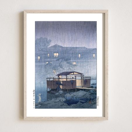 Reproduction d'estampe de Kawase Hasui, Pluie à Shuzen-ji, Shuzenji no ame