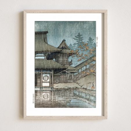 Druck Reproduktion von Kawase Hasui, Yama-Tempel, Sendai, Sendai Yamadera