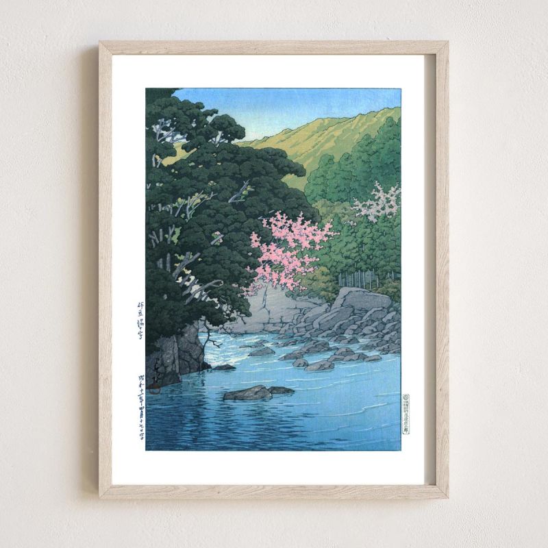 Reproduction d'estampe de Kawase Hasui, Printemps à Yugashima, Izu, Yugashima Ito