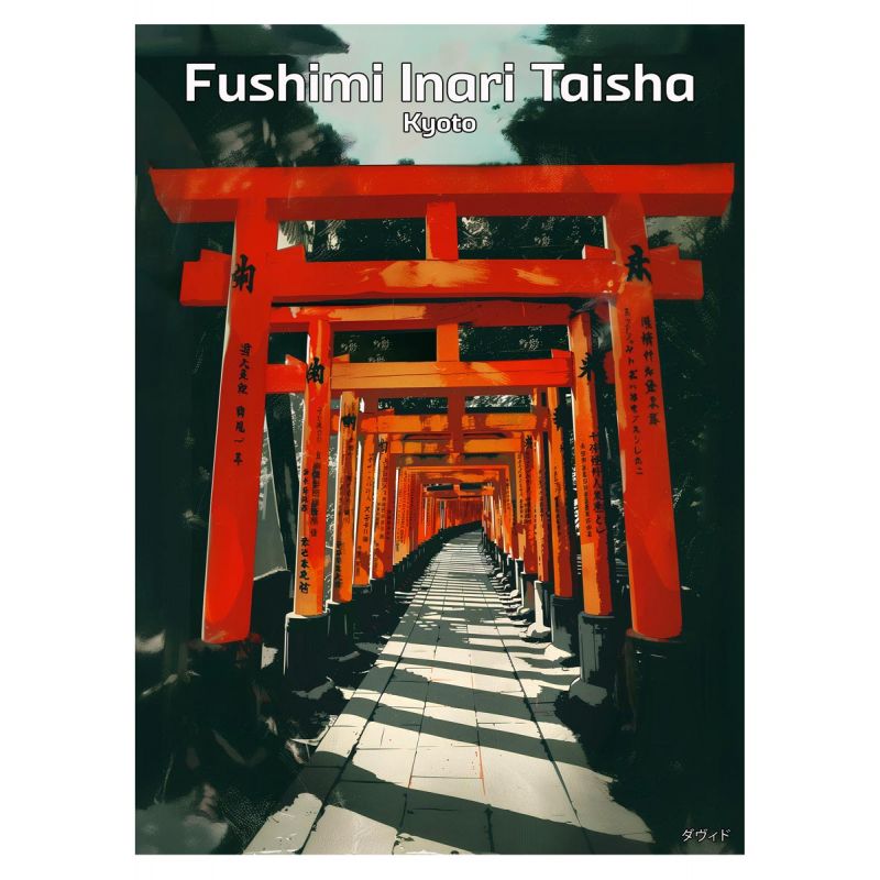 Japanische Illustration des Fushimi Inari Taisha-Schreins in Kyoto, von ダヴィッド