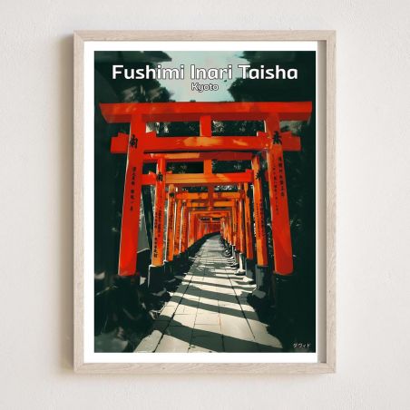 Ilustración japonesa del santuario Fushimi Inari Taisha en Kioto, por ダヴィッド