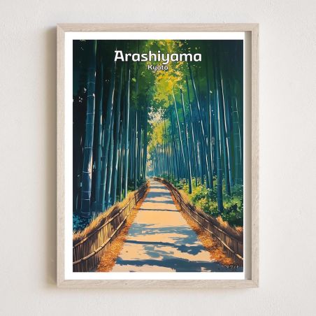 Japanese illustration of the Arashiyama forest in Kyoto, by ダヴィッド